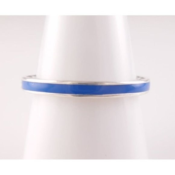 RADIANT HEARTS of PANDORA Princess ROYAL BLUE Enamel Stackable Ring 191011NCB - Picture 2 of 5